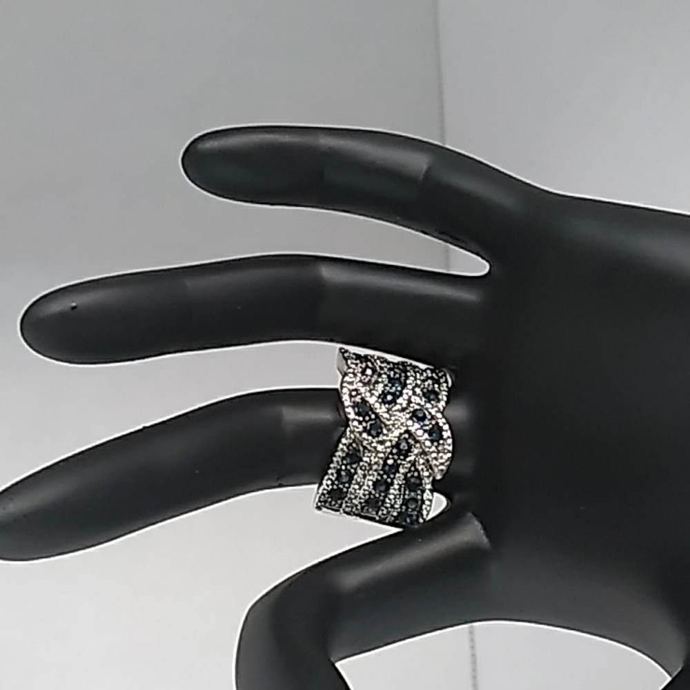 Statement Ring Black Rhinestone Cocktail Party Wi… - image 2